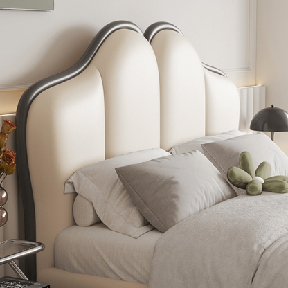 French Style Cream Leather Bed