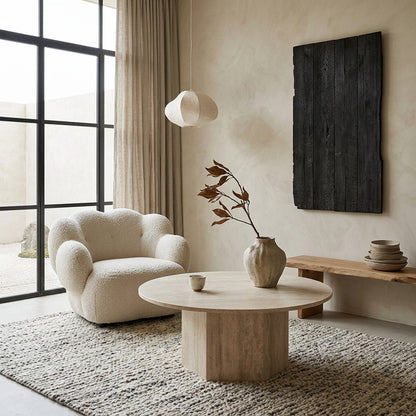 Natural Round Travertine Coffee Table