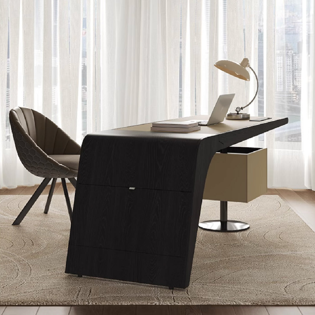 Solid Wood Saddle Leather Desk