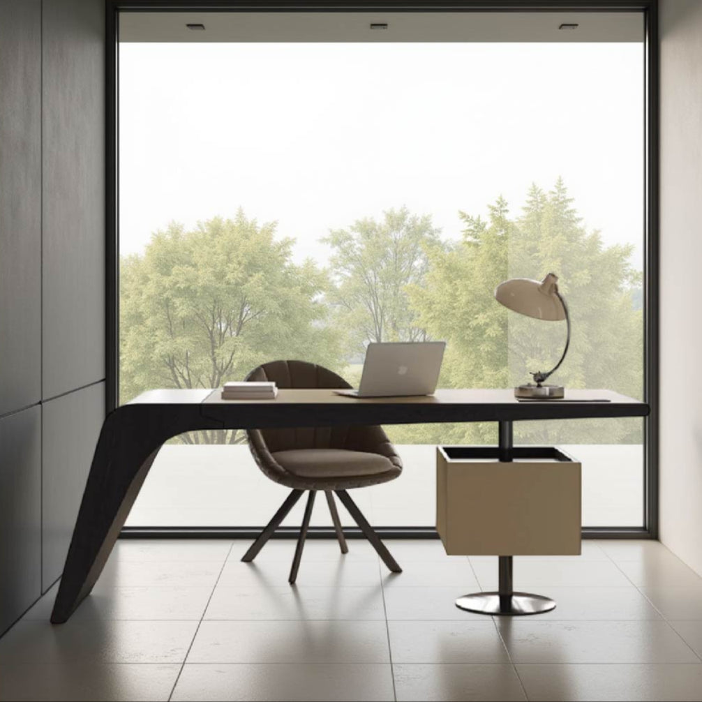 Solid Wood Saddle Leather Desk