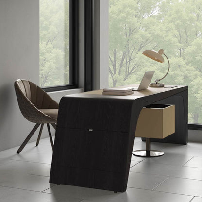 Solid Wood Saddle Leather Desk