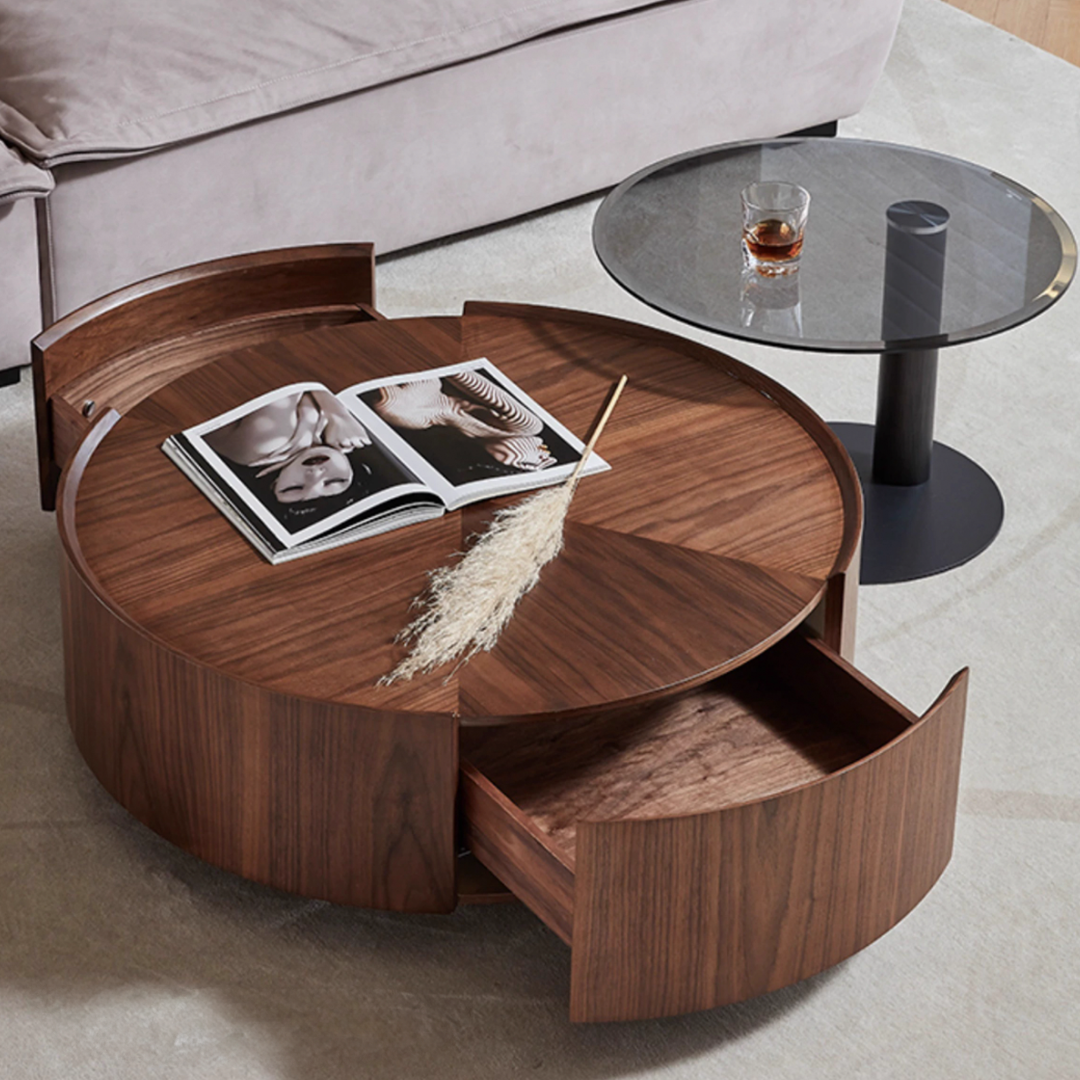 Walnut Wooden Coffee Table Set