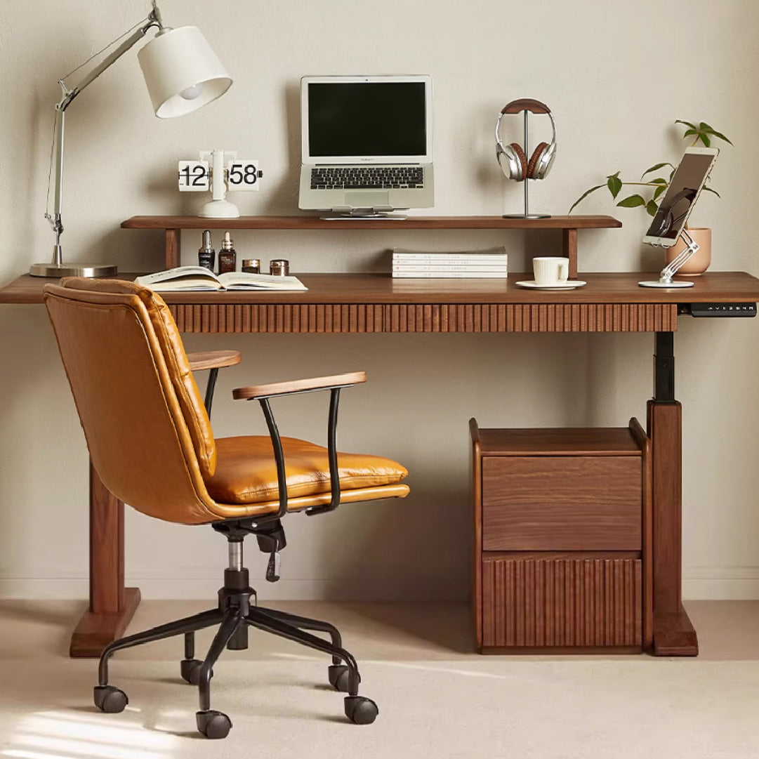 Black Walnut Solid Wood Electric Desk