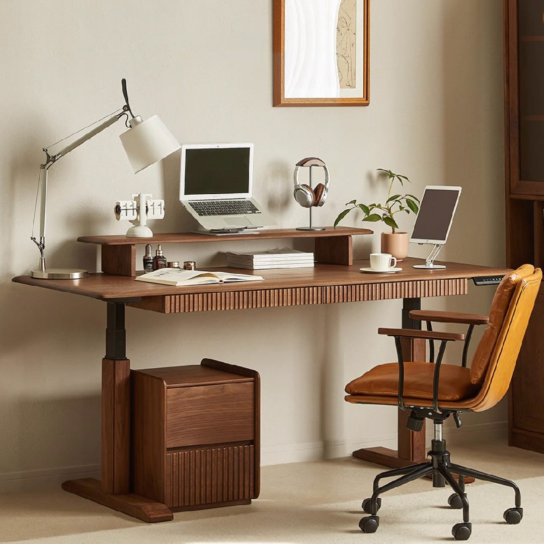 Black Walnut Solid Wood Electric Desk