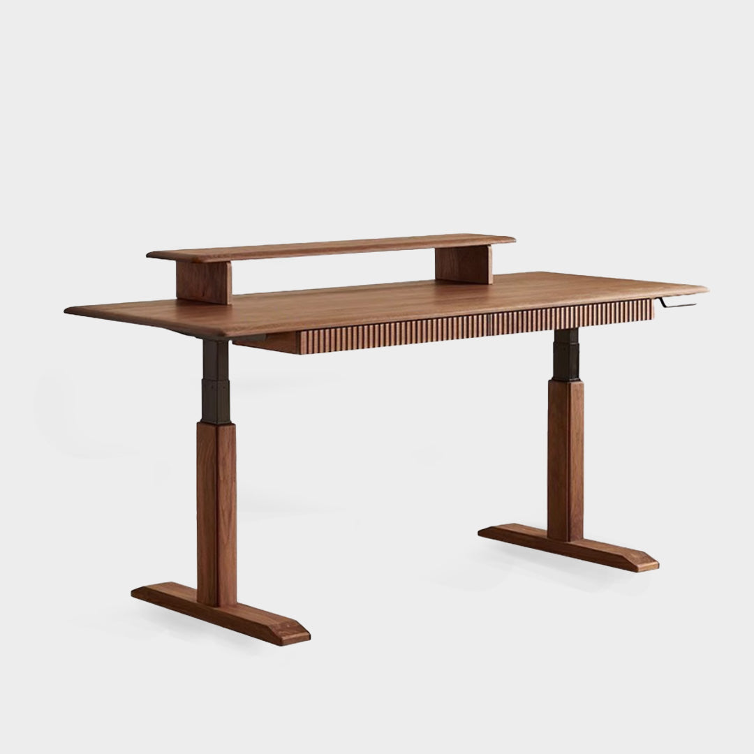 Black Walnut Solid Wood Electric Desk