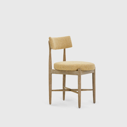 Yellow Fabric Oak Dining Chair