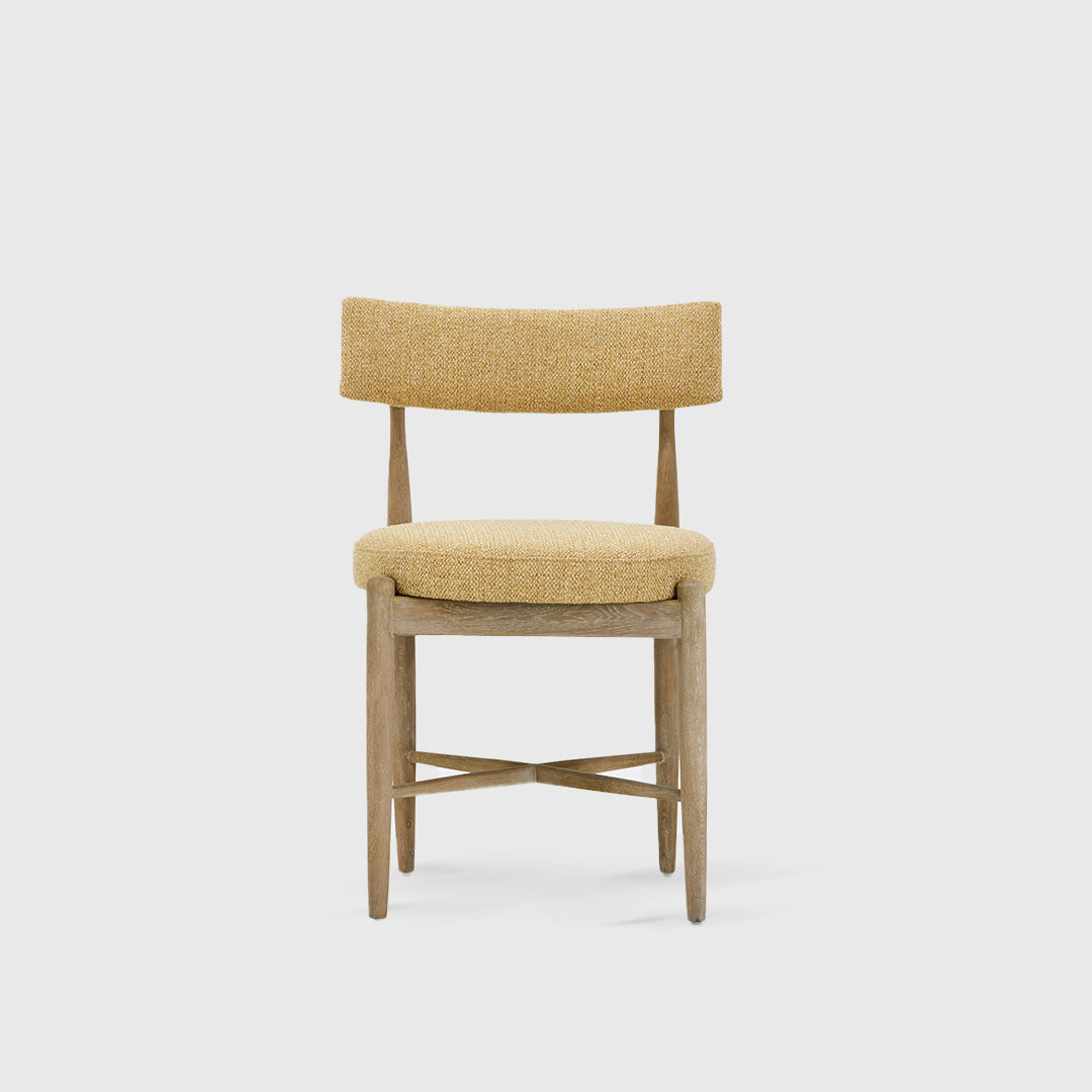 Yellow Fabric Oak Dining Chair