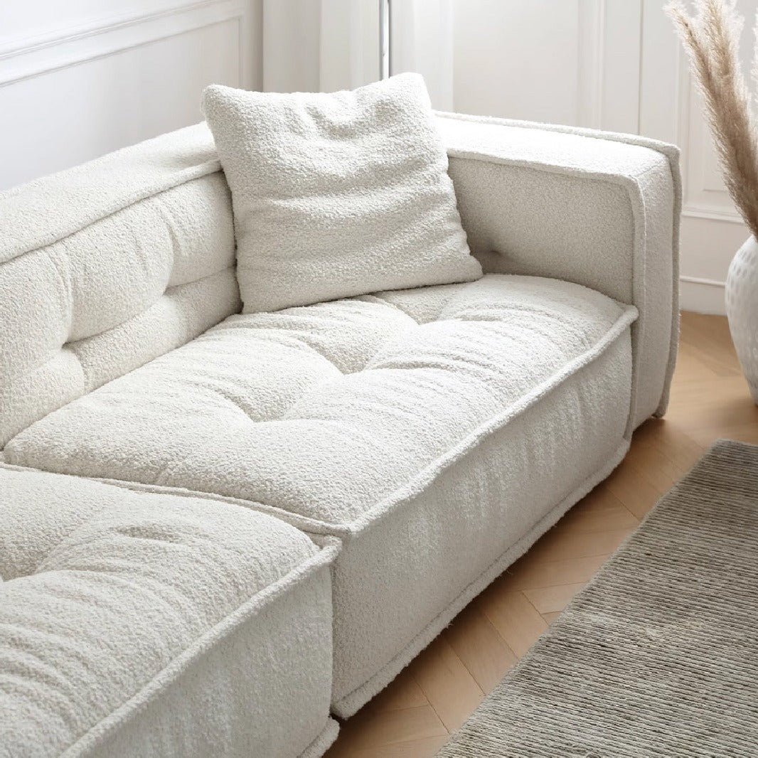  Fabric Retro Cream Sofa