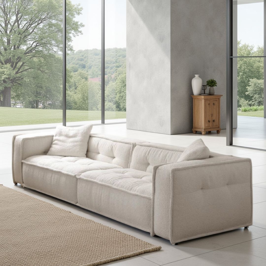 Fabric Retro Cream Sofa