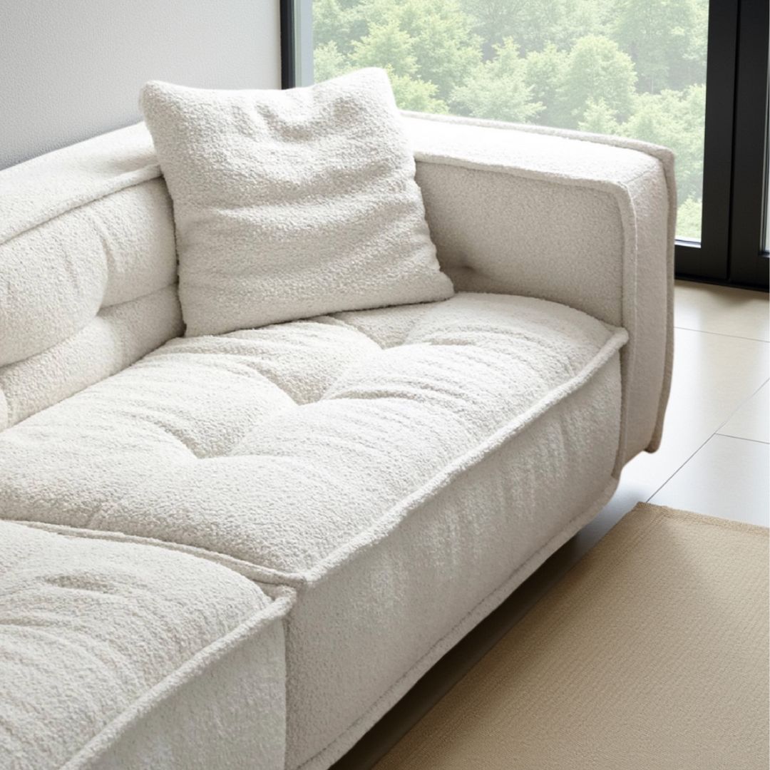 Fabric Retro Cream Sofa