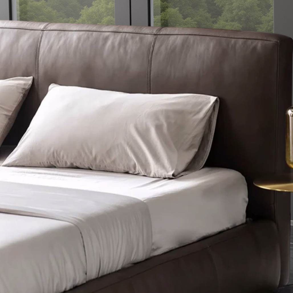 Dark Brown Italian Retro Leather Bed