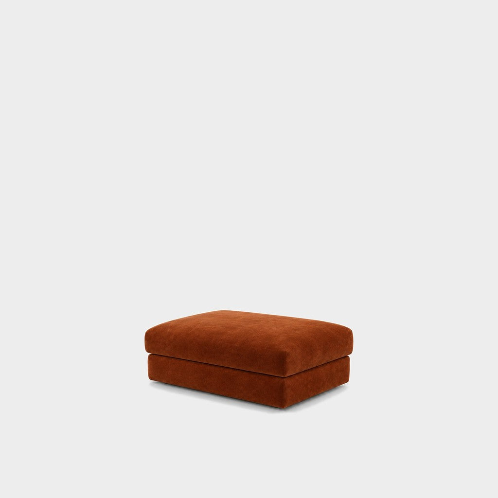 Katrine large square fabric ottoman – Meg Caramel