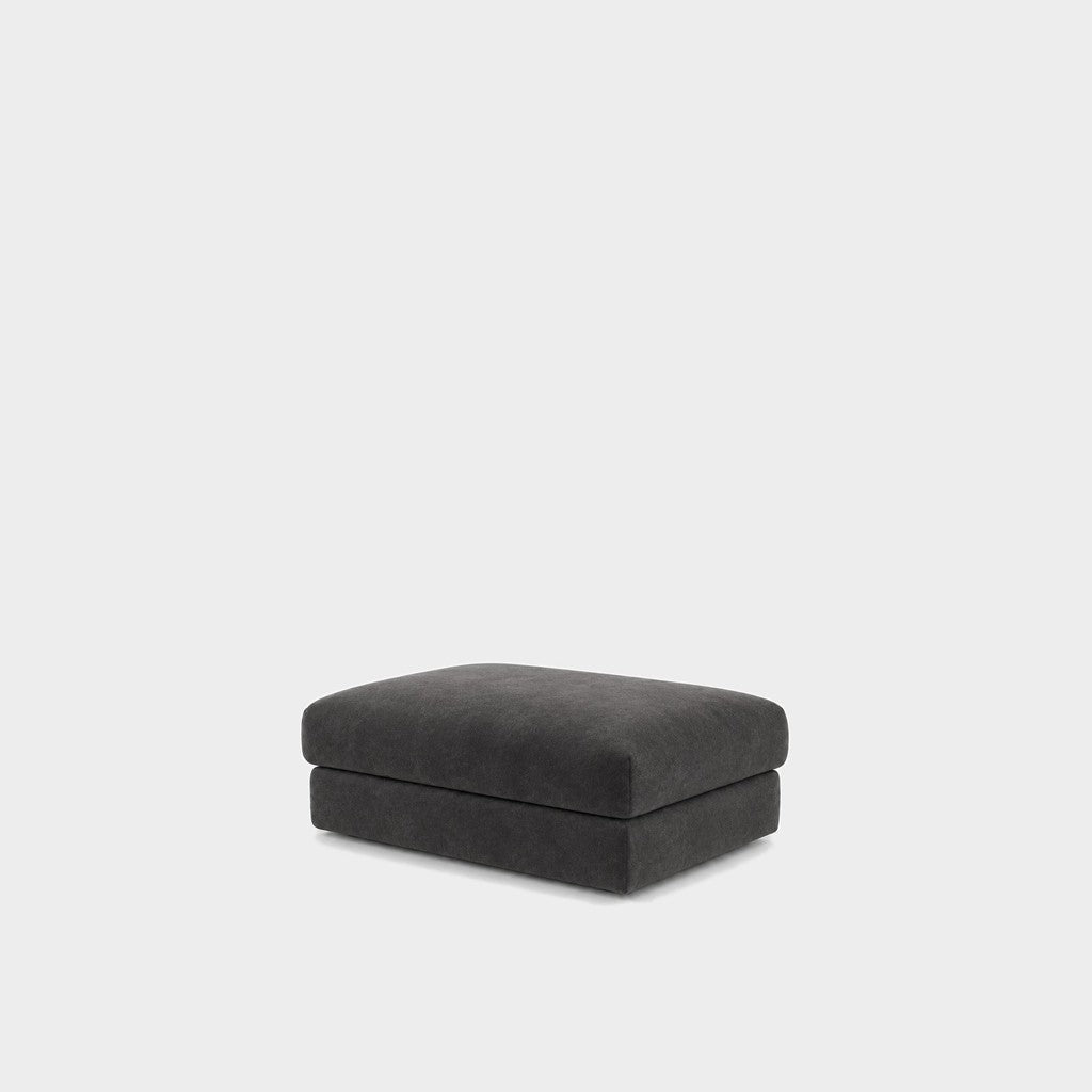 Katrine large square fabric ottoman – Meg Charcoal