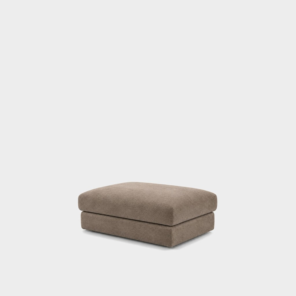 Katrine large square fabric ottoman – Meg Khaki