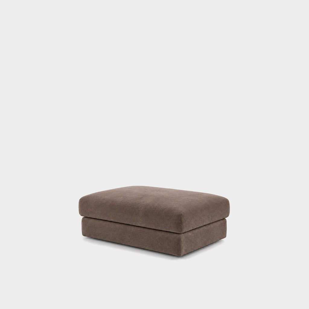 Katrine large square fabric ottoman – Meg Taupe