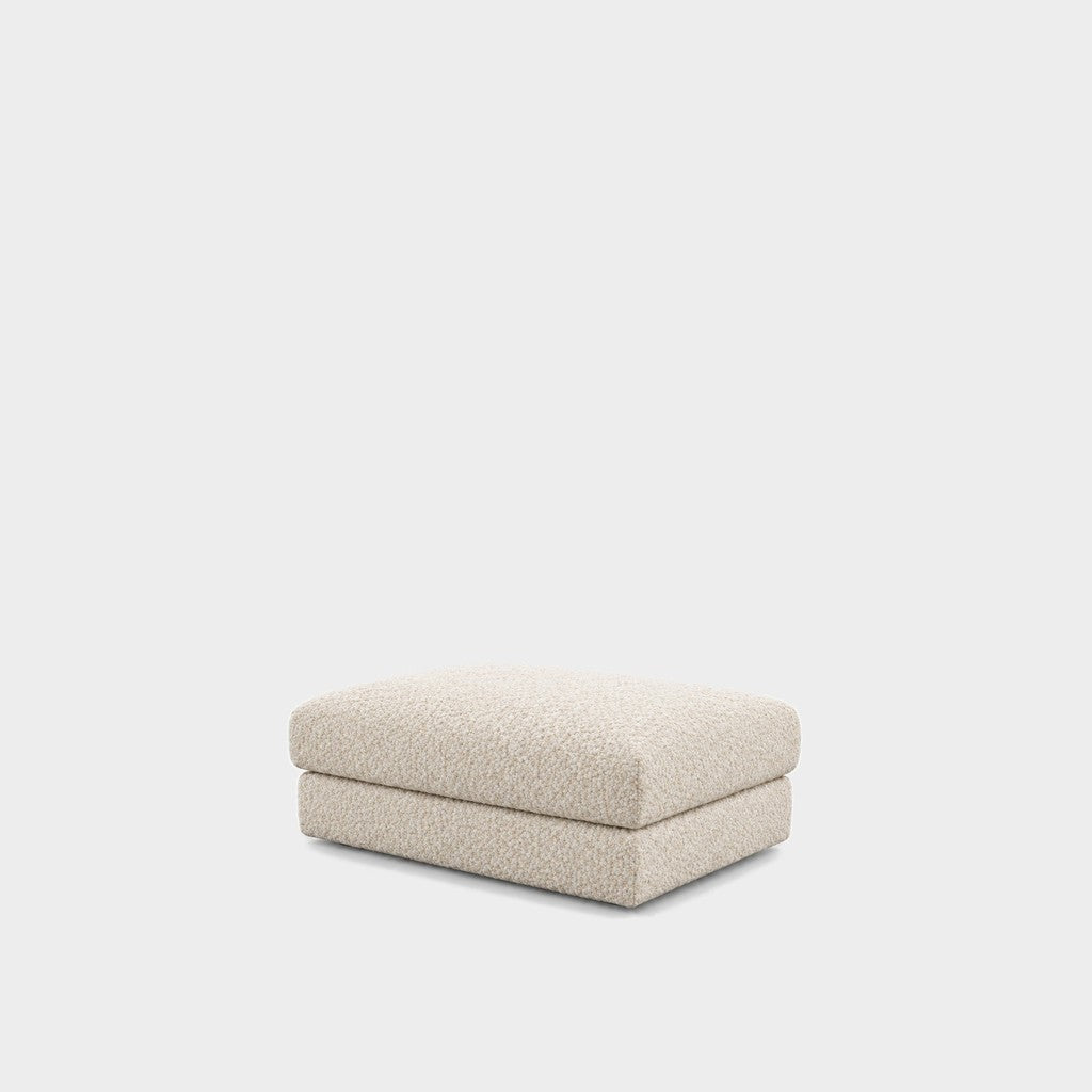 Katrine large square fabric ottoman – Rhythm Ecru