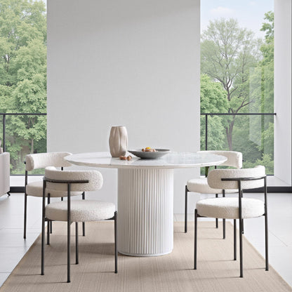 Cream Sintered Stone Dining Table Set