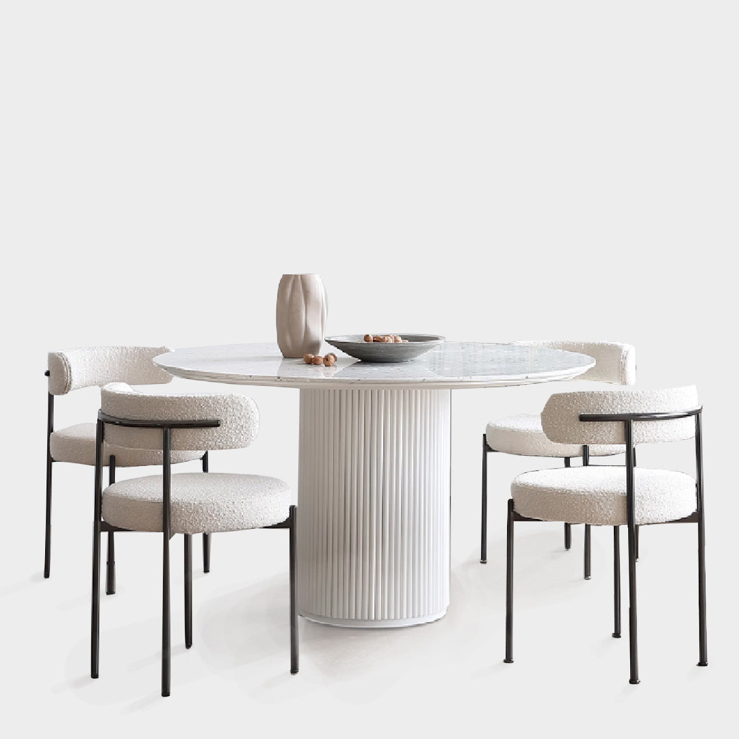 Kjell Cream Sintered Stone Dining Table Set