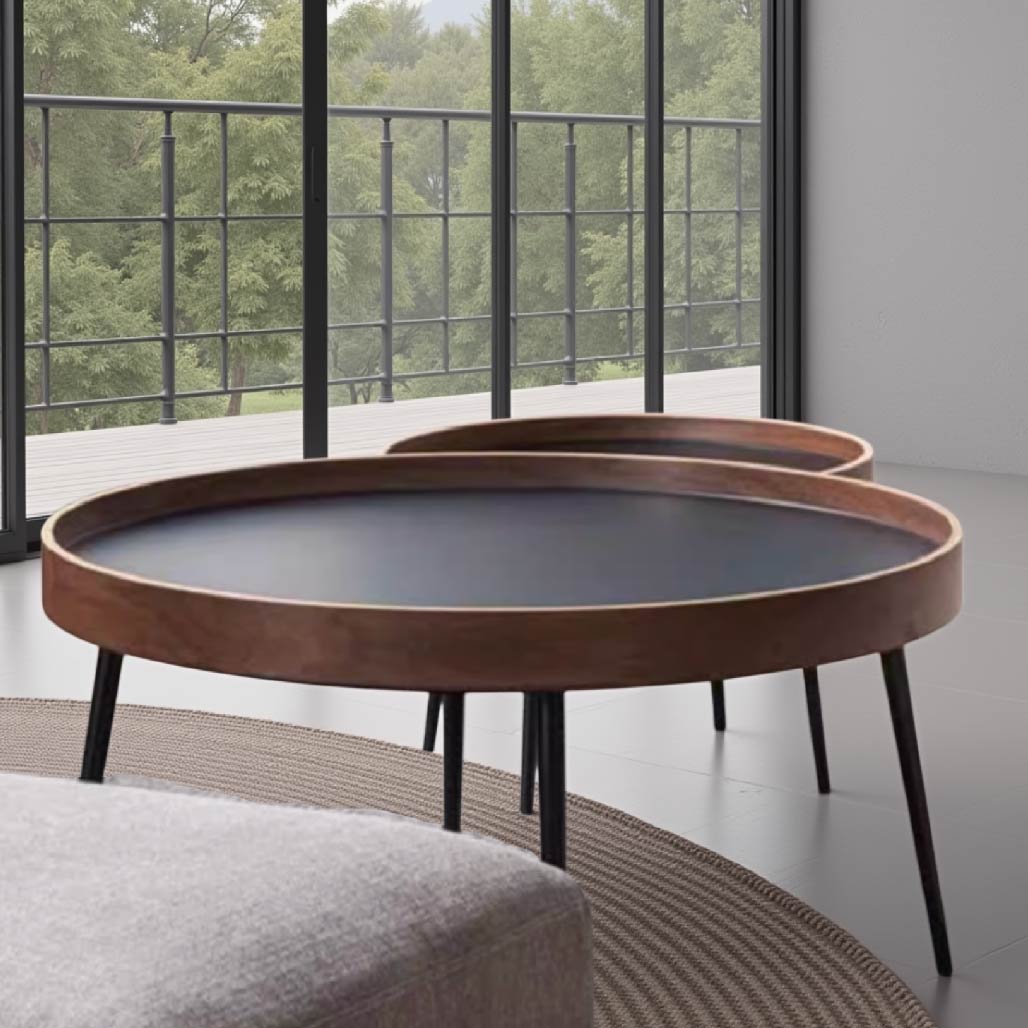 Round Black Walnut Coffee Table