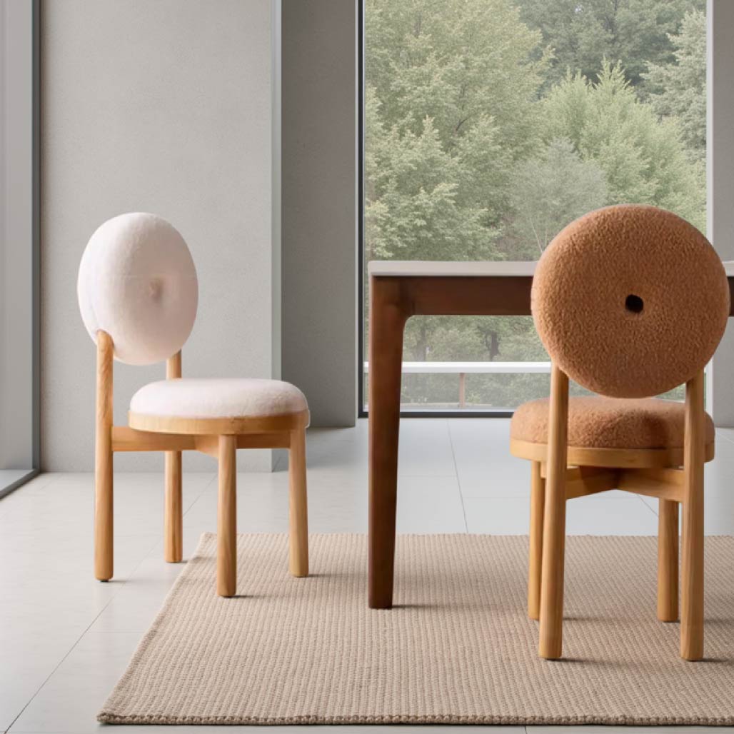 Boucle Donut Solid Wood Dining Chair