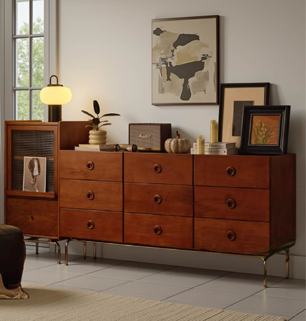 Retro Multi Drawers Solid Wood Cabinet