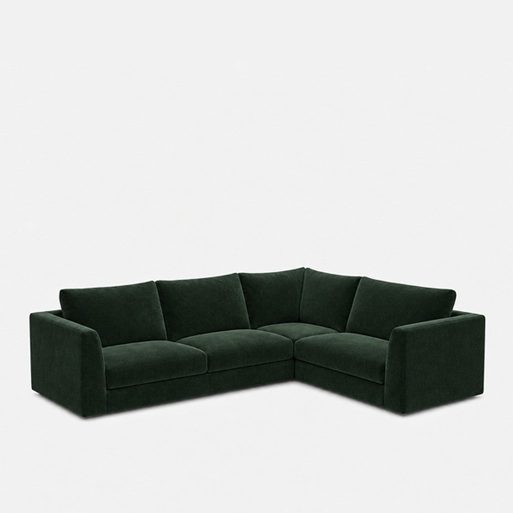 Katrine modular corner sofa fabric L-shape – Meg Forest Green