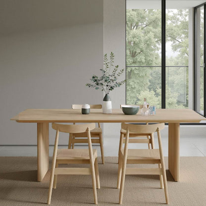 Ash Wood Japanese Wabi-Sabi Style Dining Table Set