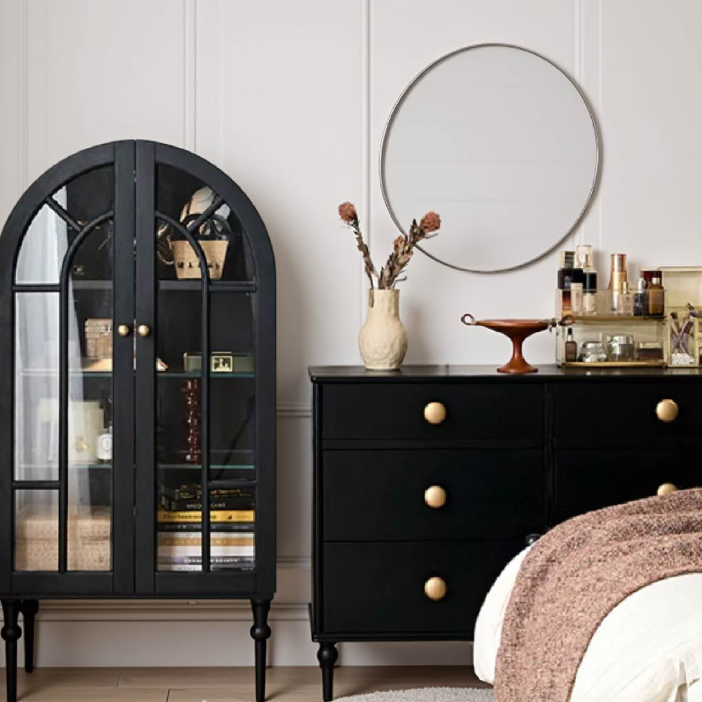 French Retro Wood Arched Cabinet