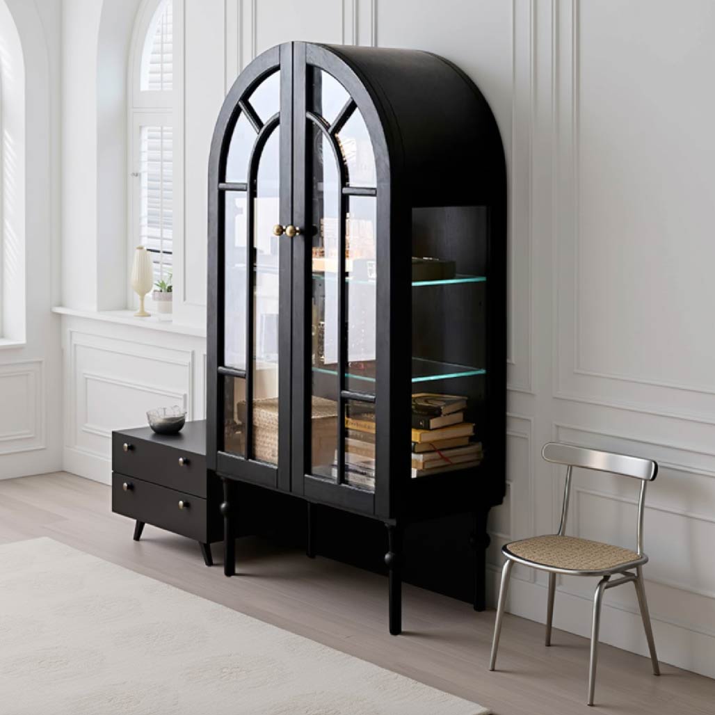 French Retro Wood Arched Cabinet