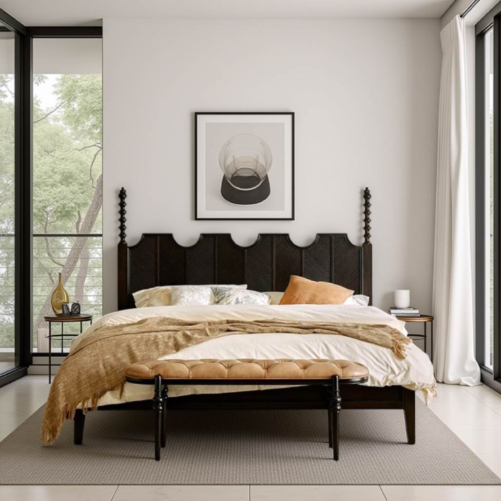 French Style Solid Wood Retro Bed