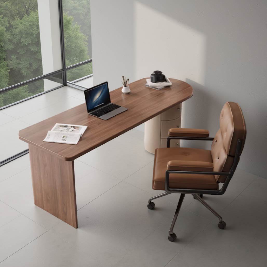 Ragnar Solid Wood Saddle Leather Desk