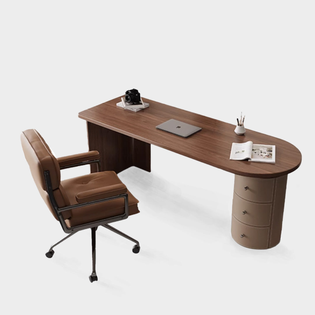 Solid Wood Saddle Leather Desk