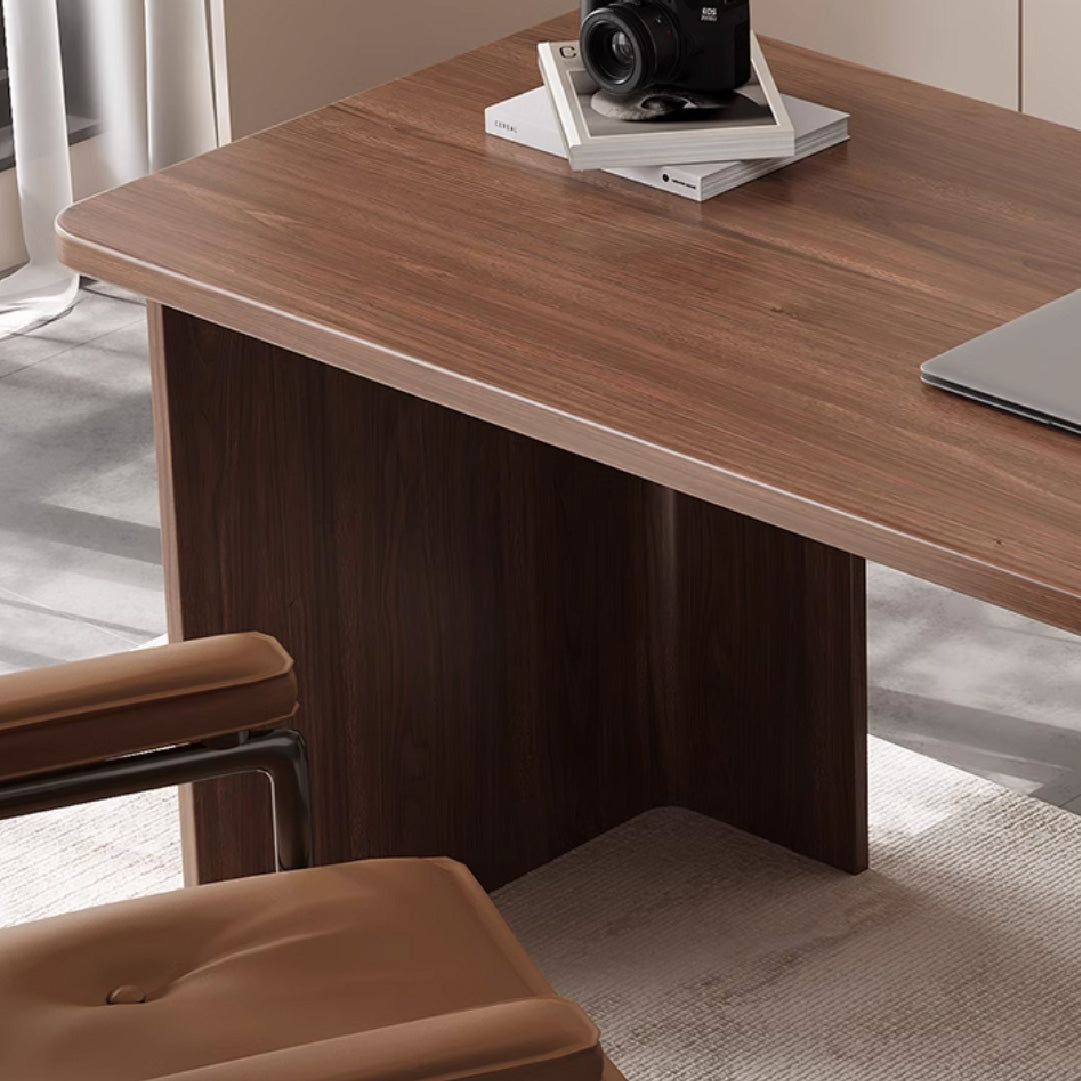 Solid Wood Saddle Leather Desk