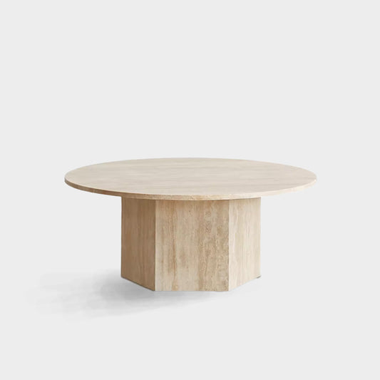 Runa Natural Round Travertine Coffee Table