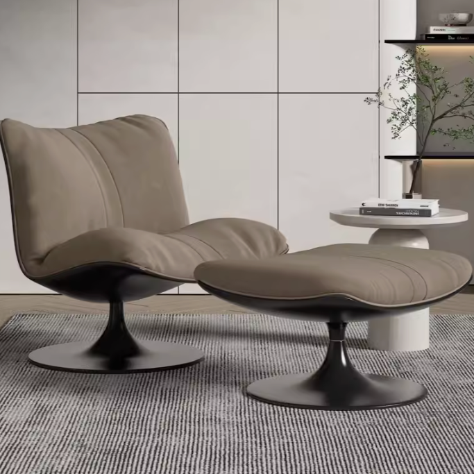 Lars Modern Khaki Designer Chair with Footstool