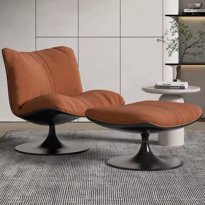 Lars Modern Orange Designer Chair with Footstool