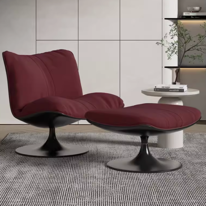 Lars Modern Red Designer Chair with Footstool