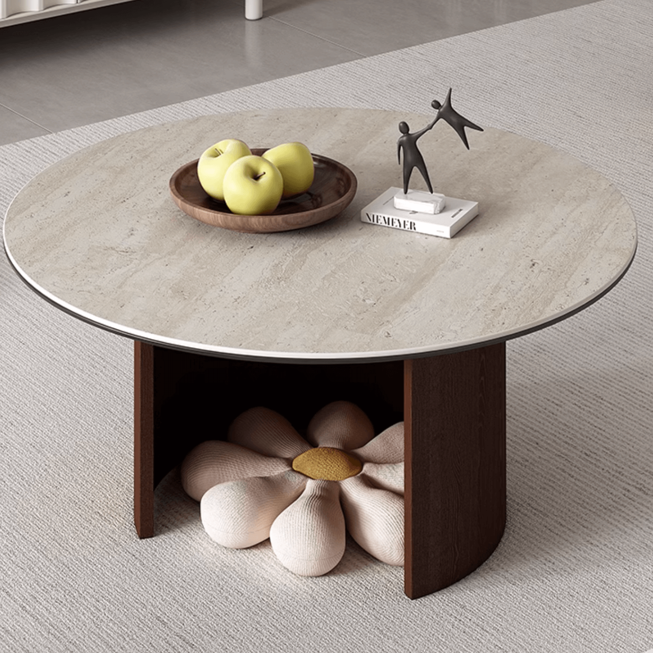 Sintered Stone Walnut Round Coffee Table