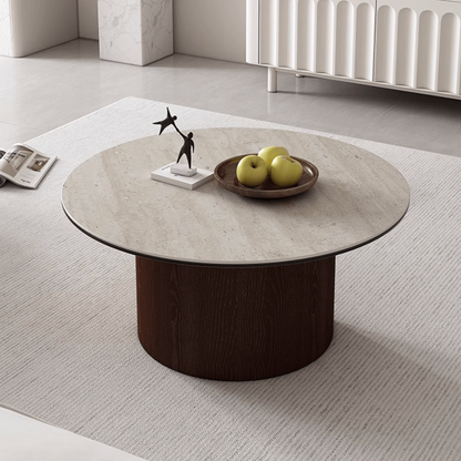 Sintered Stone Walnut Round Coffee Table