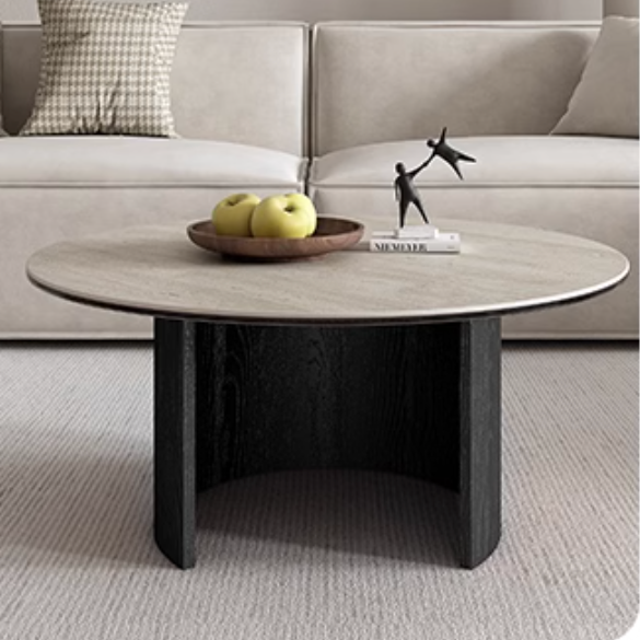 Sintered Stone Walnut Round Coffee Table