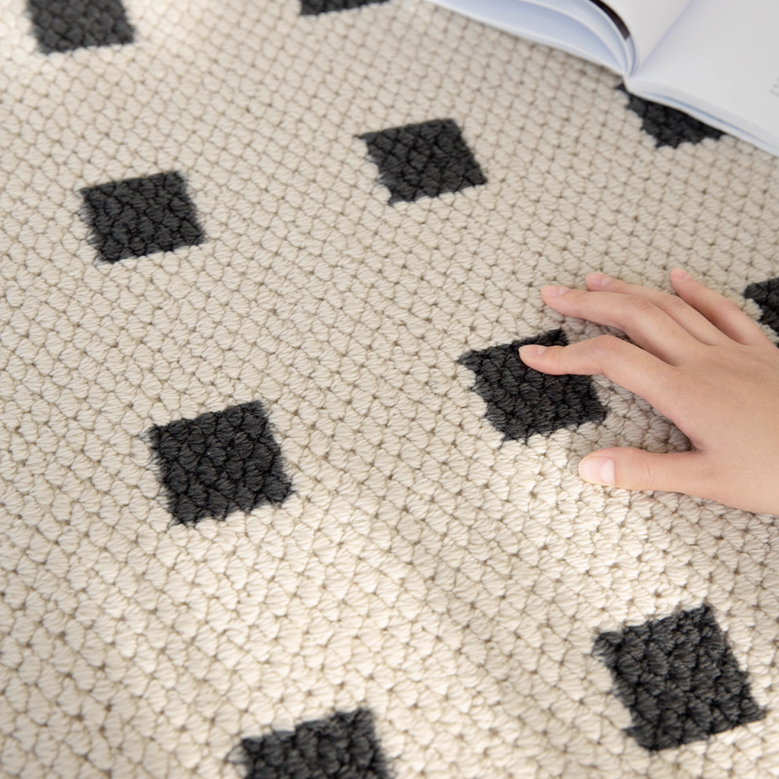 Wool Square Pattern Rug