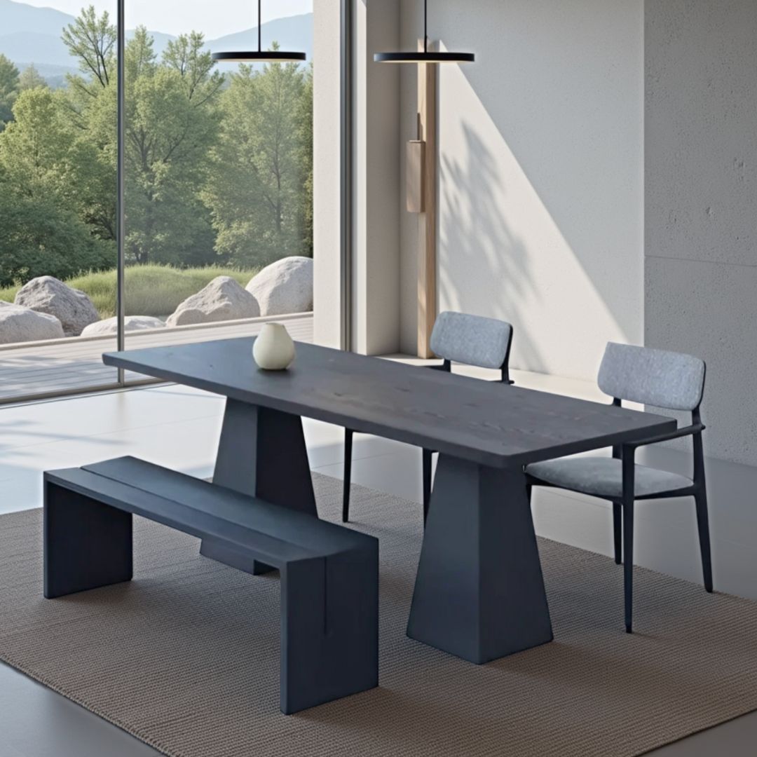 Wabi-Sabi Style Pine Wood Dining Table