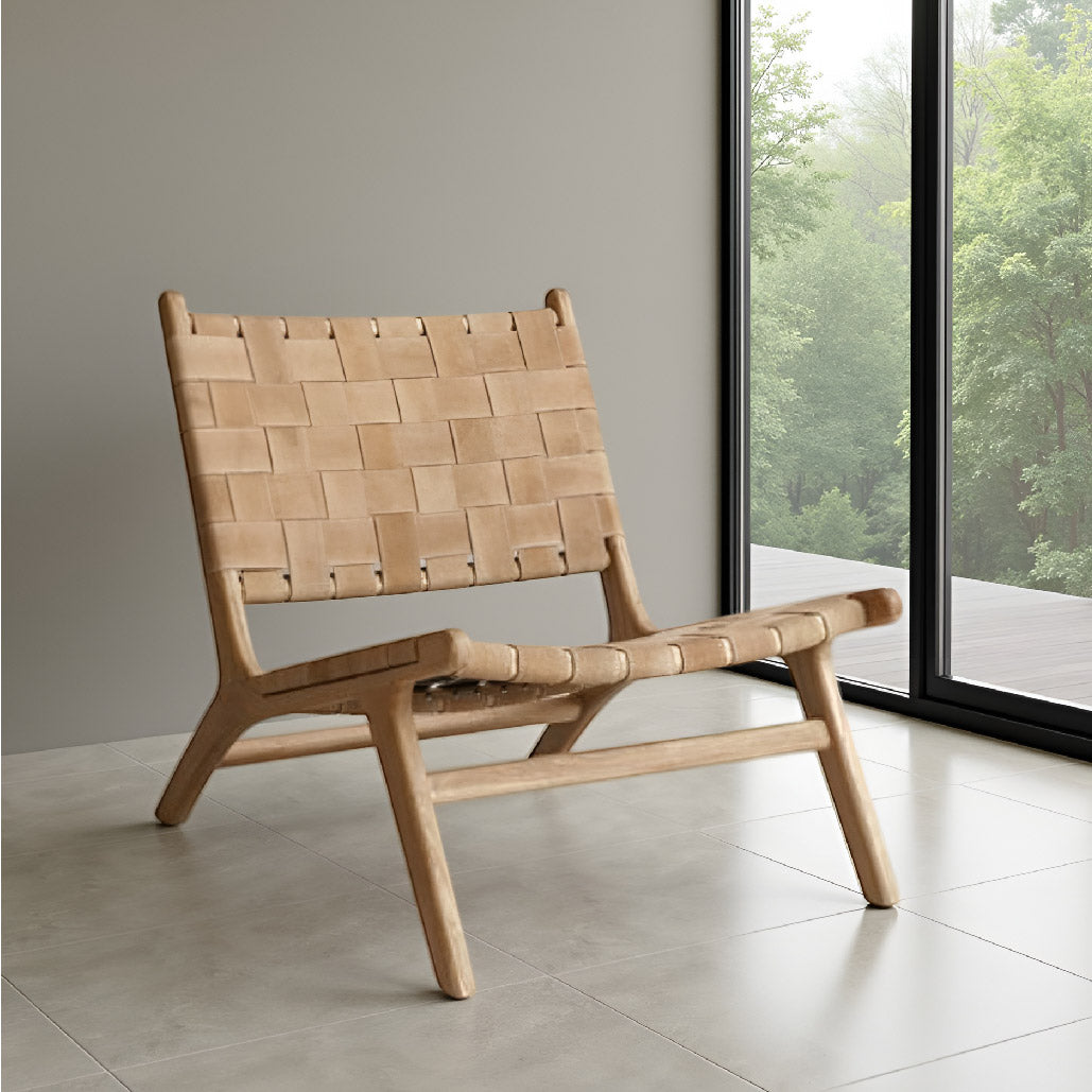 Ylvis Strap Lounge Chair Light Brown Suede
