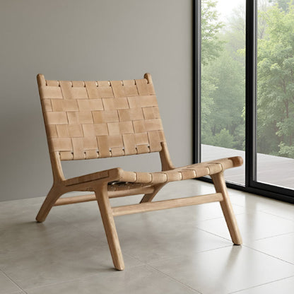 Strap Lounge Chair Light Brown Suede