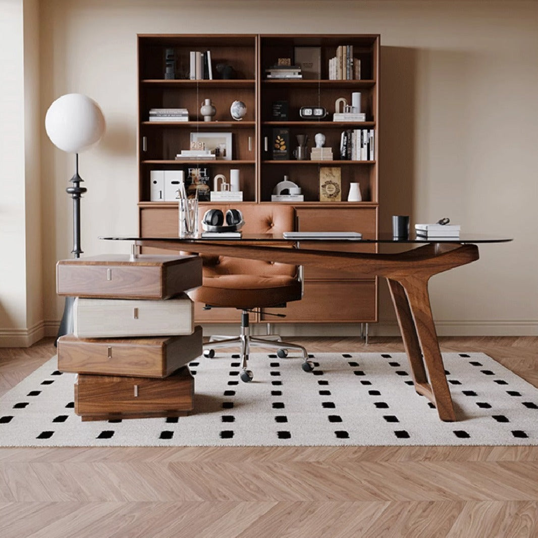  Italian Style Glass Solid Wood Desk