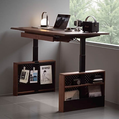 Thorsten Black Walnut Solid Wood Electric Standing Desk