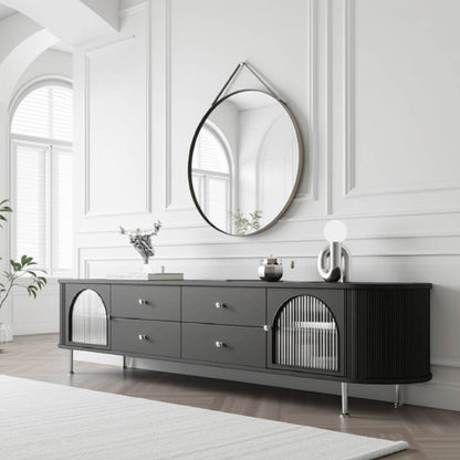 Solid Wood Retro TV Stand with Storage