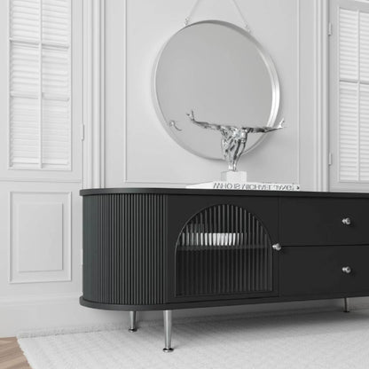 Solid Wood Retro TV Stand with Storage
