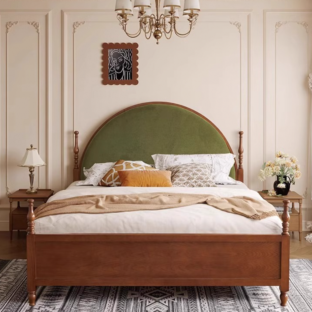 Trygve French Mid-Century Style Solid Wood Bed