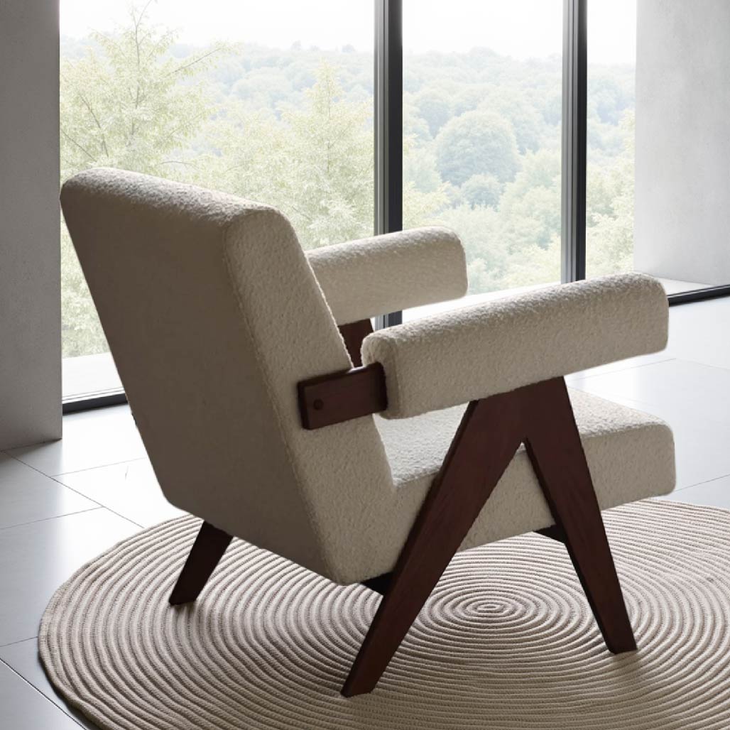 Beige Retro Armrest Lounge Chair